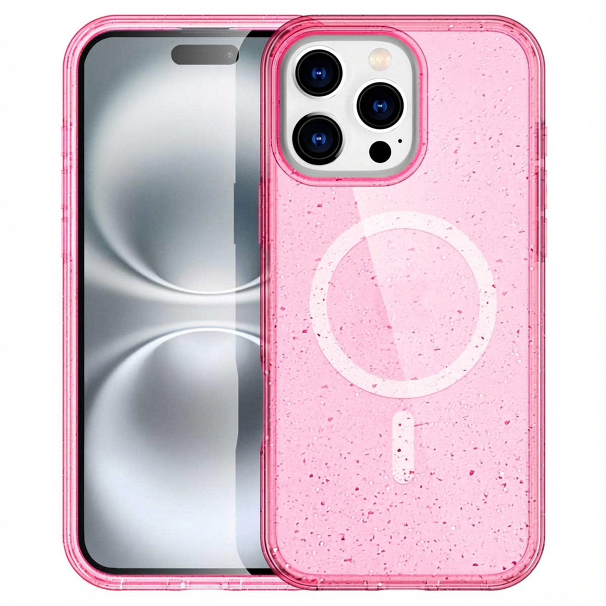 imoshion Sparkle Back Cover mit MagSafe für das Apple iPhone 16 Pro Max - Glitzer Rosa