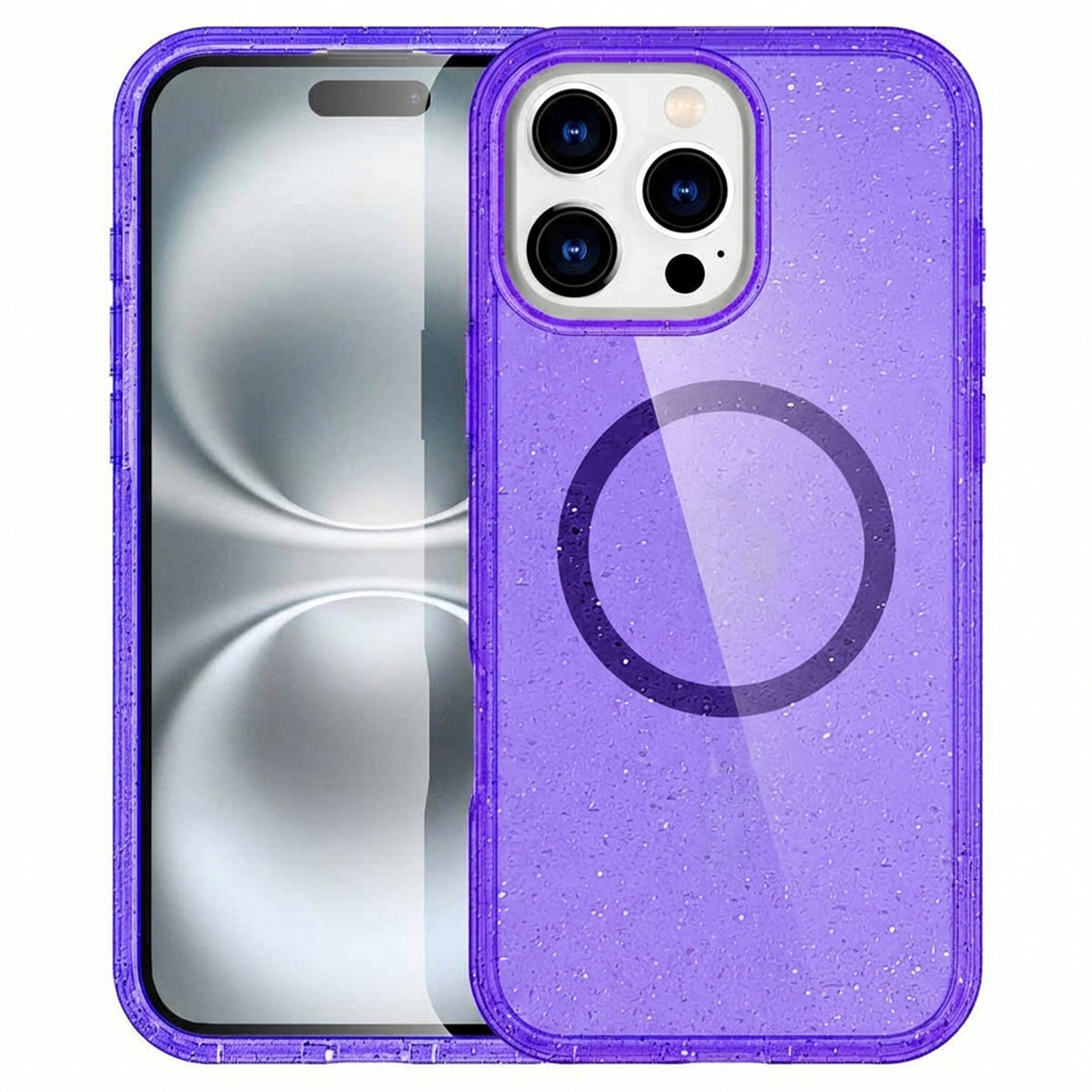 imoshion Sparkle Back Cover mit MagSafe für das Apple iPhone 16 Pro Max - Glitzer Violett