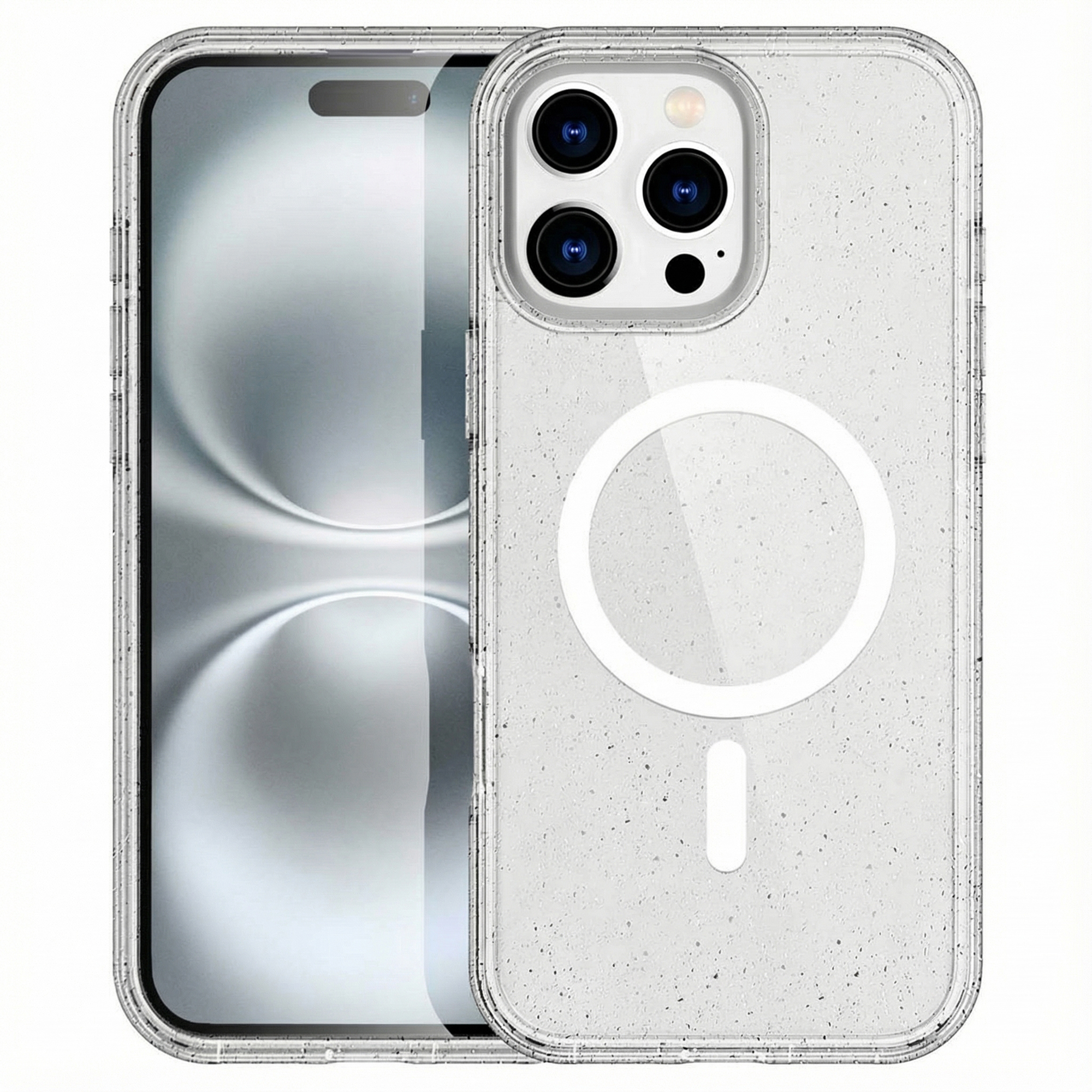 imoshion Sparkle Back Cover mit MagSafe für das Apple iPhone 16 Pro Max - Glitzer Transparent