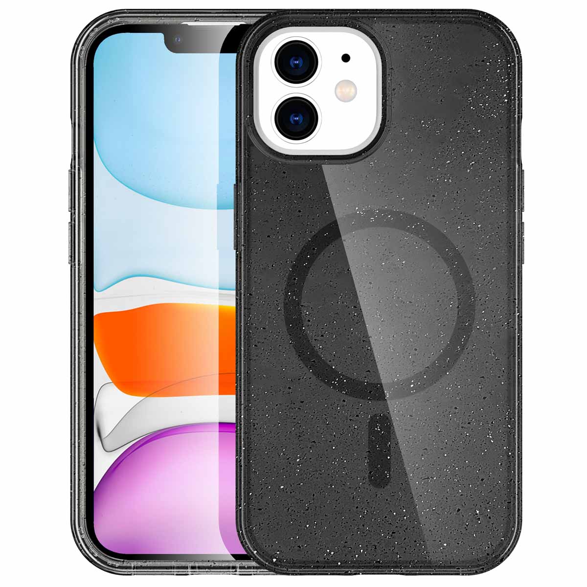 imoshion Sparkle Back Cover mit MagSafe für das Apple iPhone 12 (Pro) - Glitter Schwarz