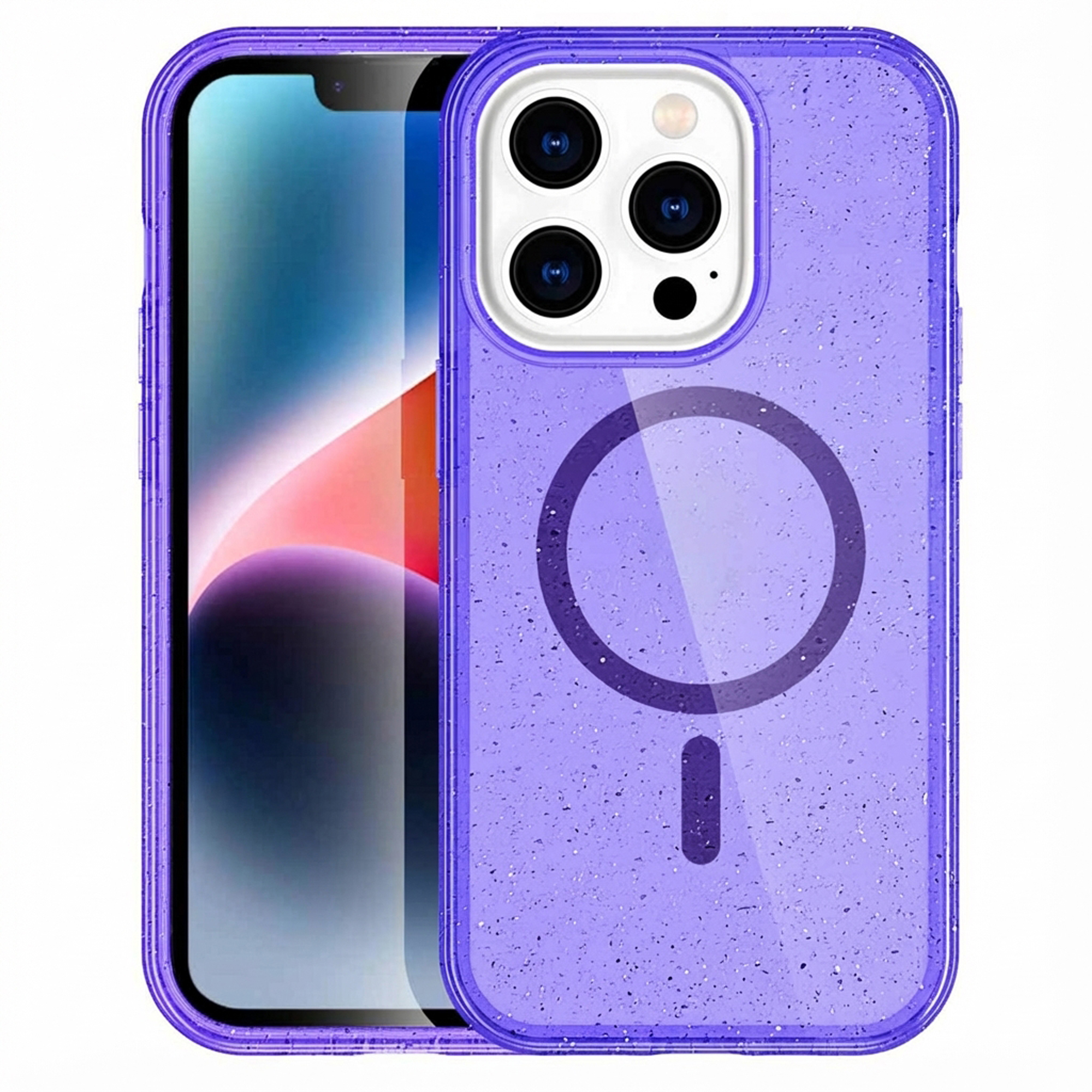 imoshion Sparkle Back Cover mit MagSafe für das Apple iPhone 14 Pro Max - Glitzer Violett