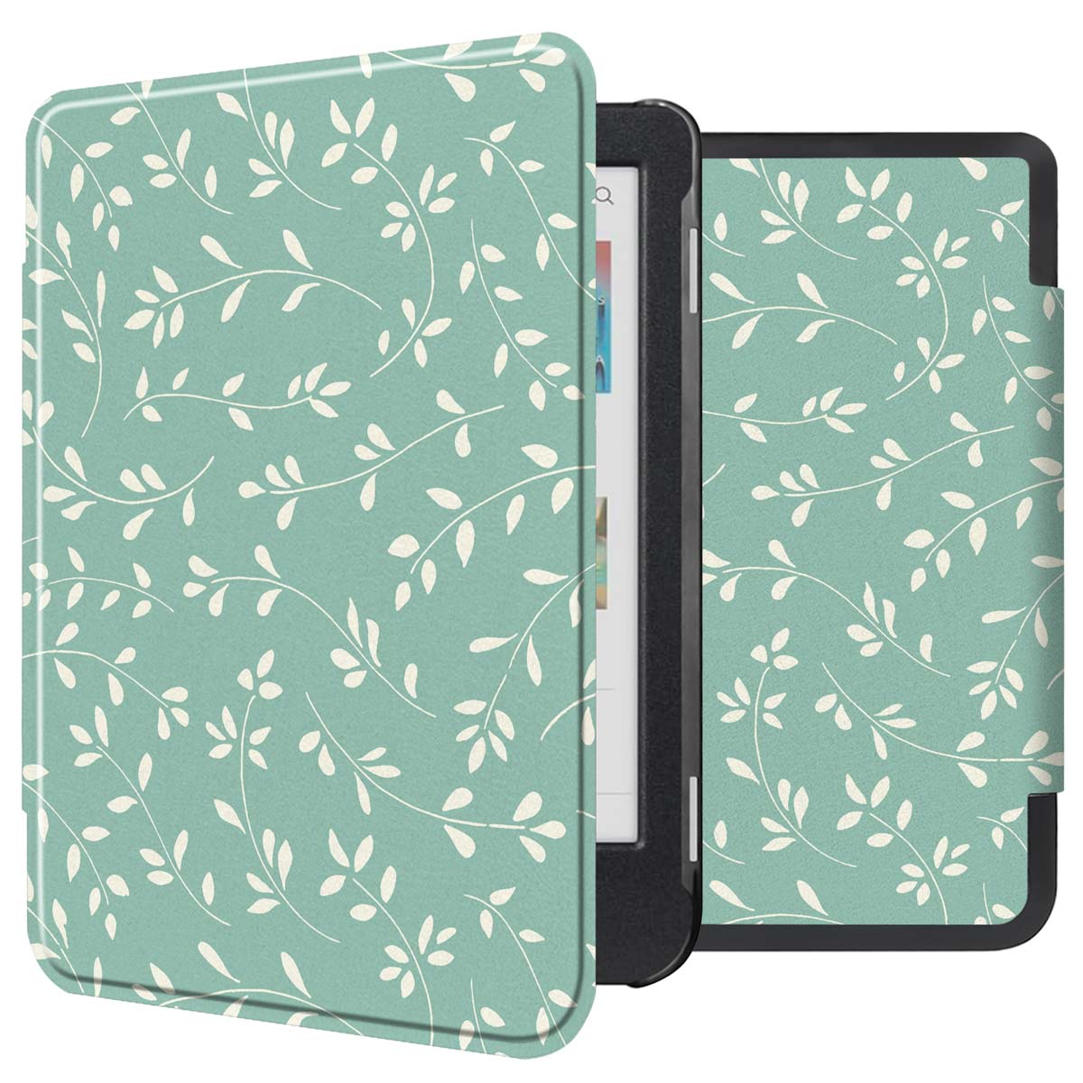 imoshion Design Slim Hard Case Klapphülle für das Kobo Clara Colour / BW - Smoke Green Flowers