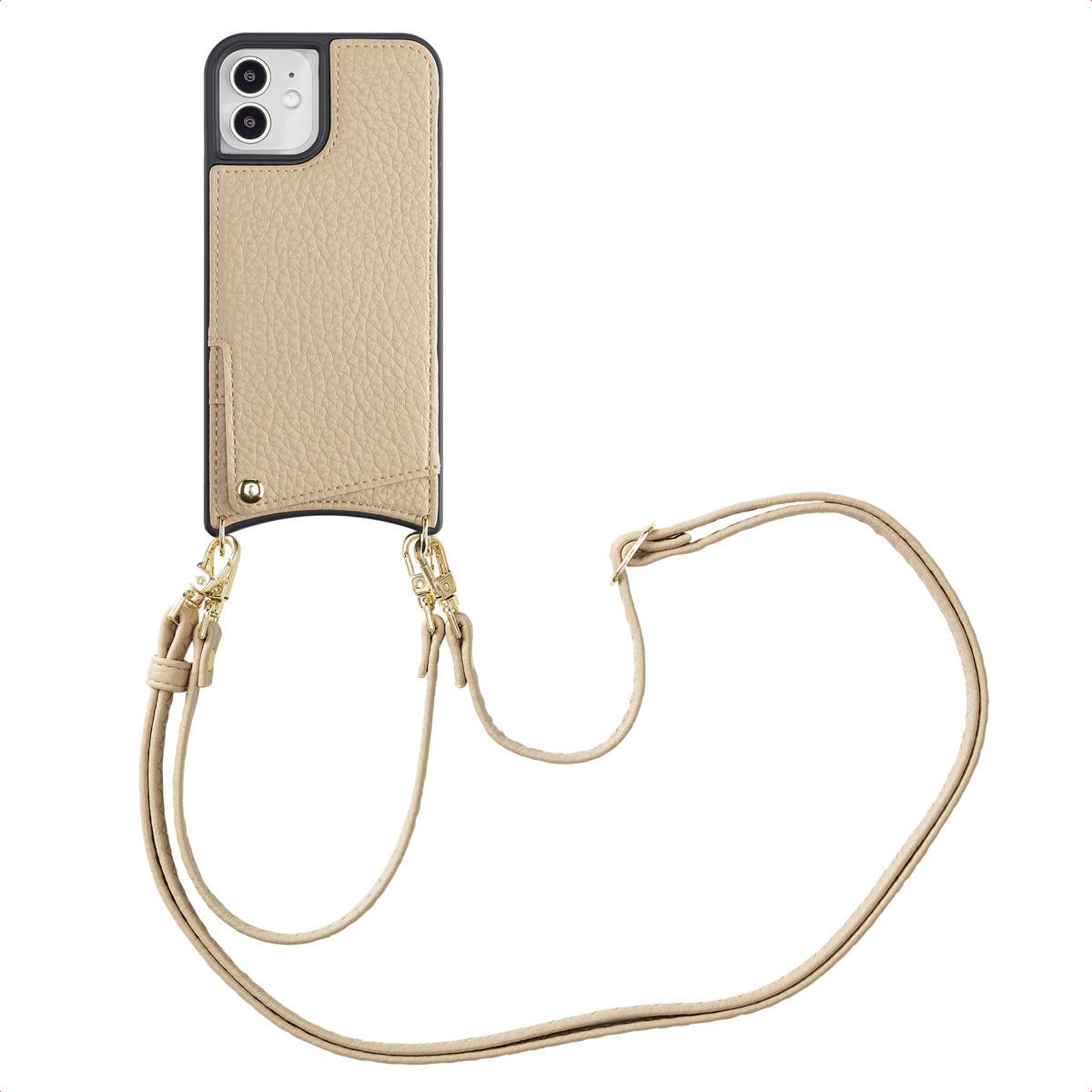 Selencia Nova HandyHülle mit Kordel und Kartenhalter für das Apple iPhone 12 (Pro) - Beige