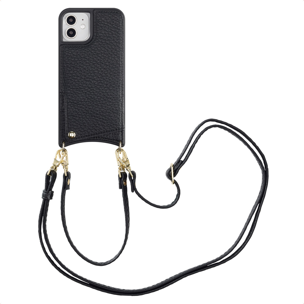 Selencia Nova HandyHülle mit Kordel und Kartenhalter für das Apple iPhone 12 (Pro) - Schwarz