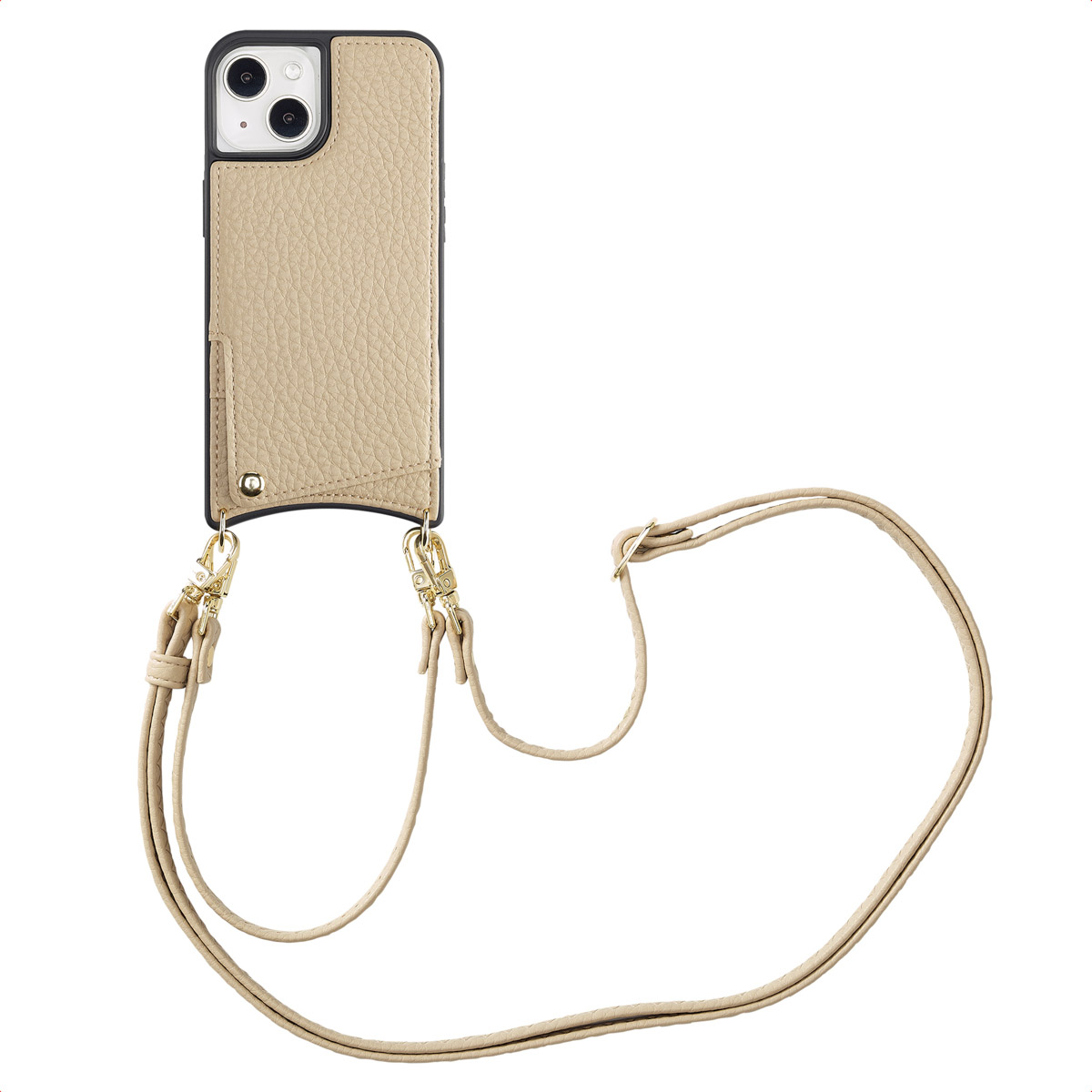 Selencia Nova HandyHülle mit Kordel und Kartenhalter für das Apple iPhone 14 / 13 - Beige