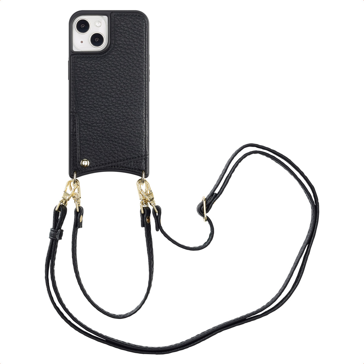 Selencia Nova HandyHülle mit Kordel und Kartenhalter für das Apple iPhone 14 / 13 - Schwarz