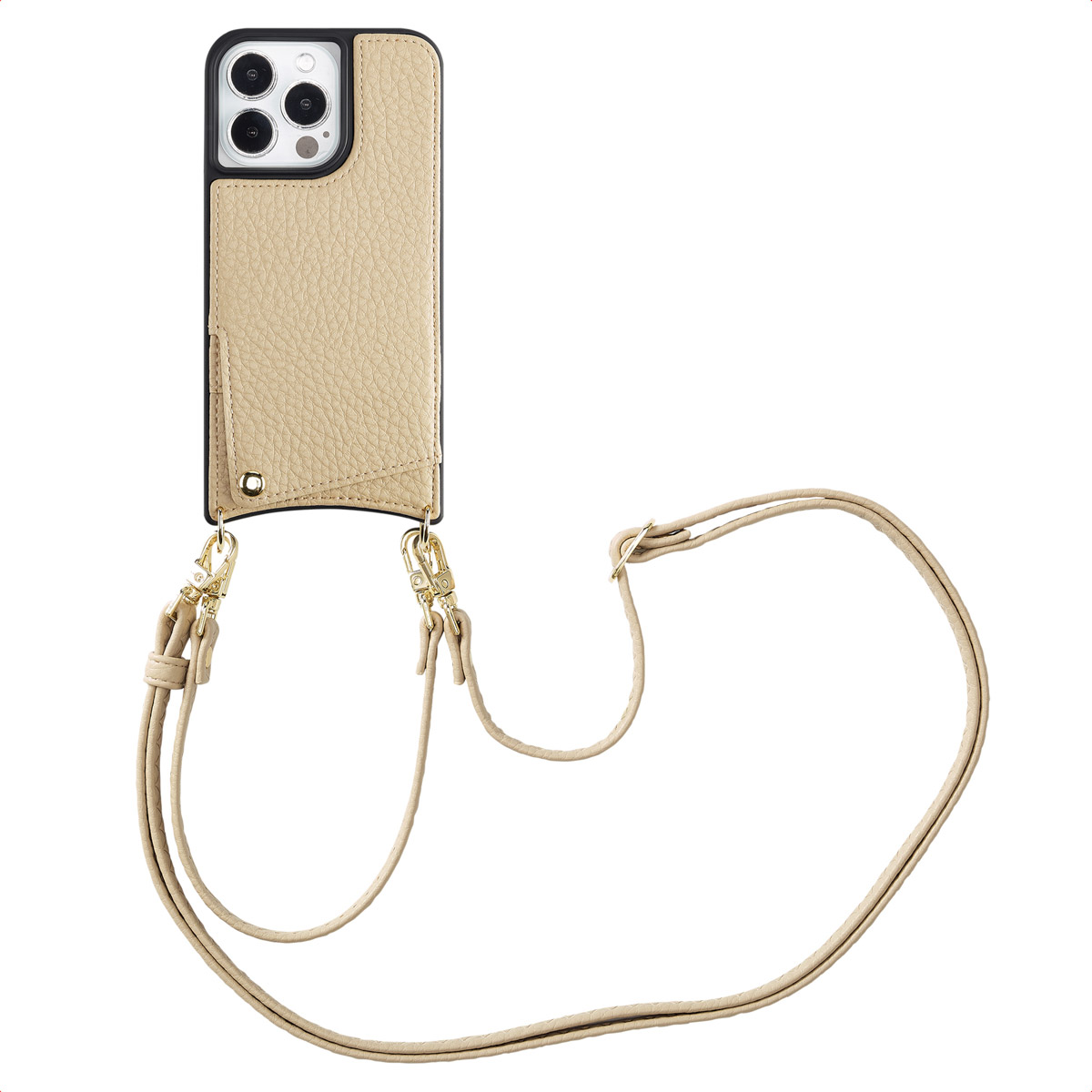 Selencia Nova HandyHülle mit Kordel und Kartenhalter für das Apple iPhone 13 Pro - Beige