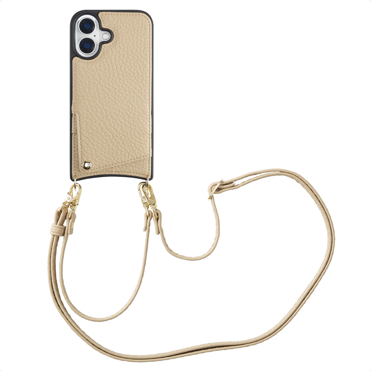 Selencia Nova HandyHülle mit Kordel und Kartenhalter für das Apple iPhone 16 - Beige