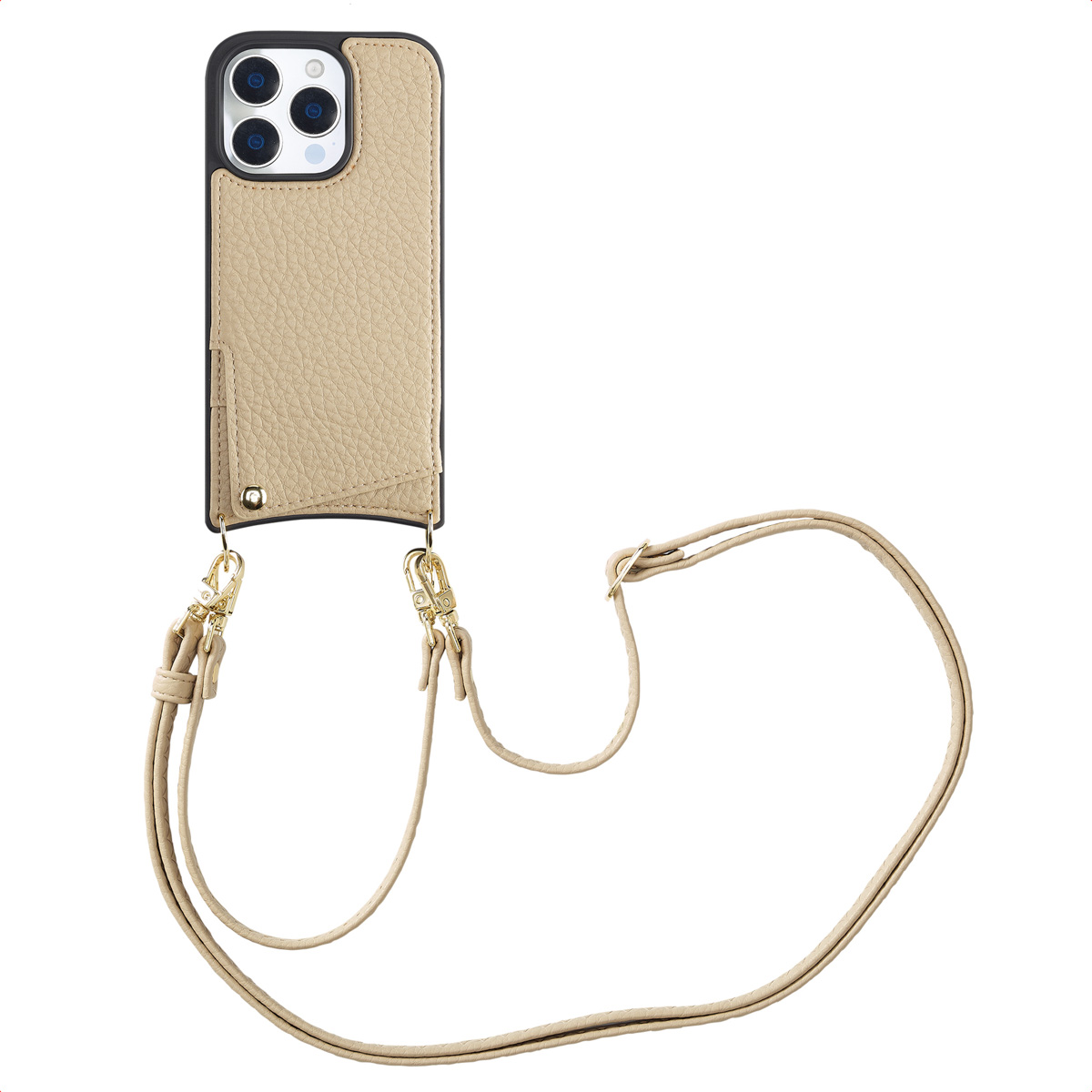 Selencia Nova HandyHülle mit Kordel und Kartenhalter für das Apple iPhone 16 Pro - Beige