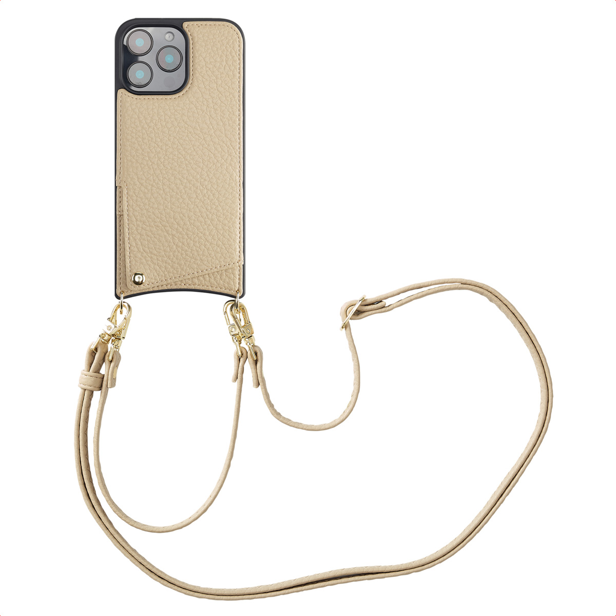 Selencia Nova HandyHülle mit Kordel und Kartenhalter für das Apple iPhone 16 Pro Max - Beige