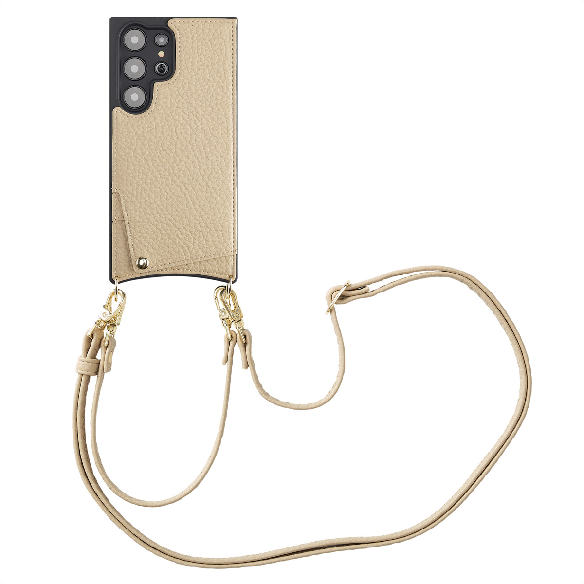 Selencia Nova HandyHülle mit Kordel und Kartenhalter für das Samsung Galaxy S24 Ultra - Beige
