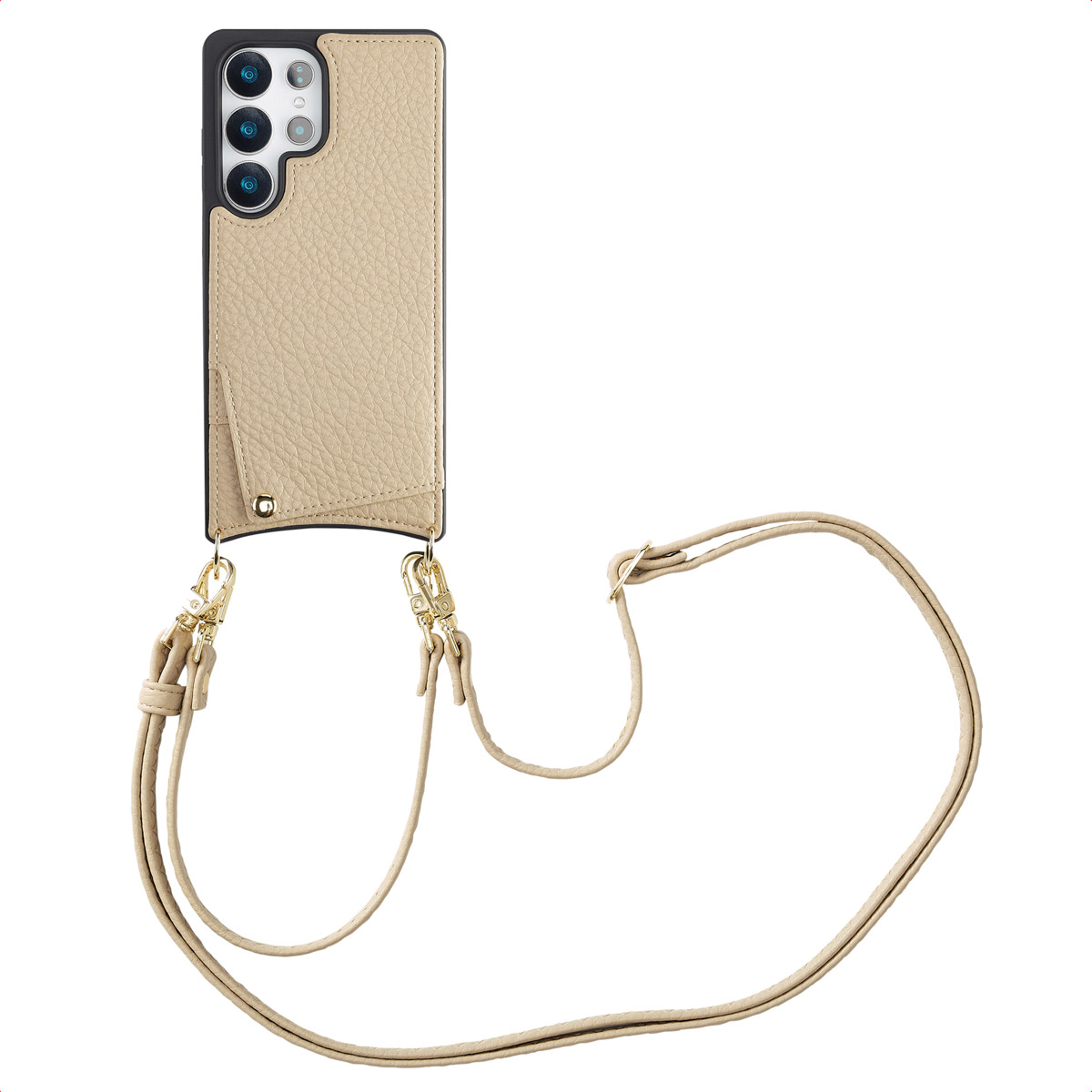 Selencia Nova HandyHülle mit Kordel und Kartenhalter für das Samsung Galaxy S25 Ultra - Beige