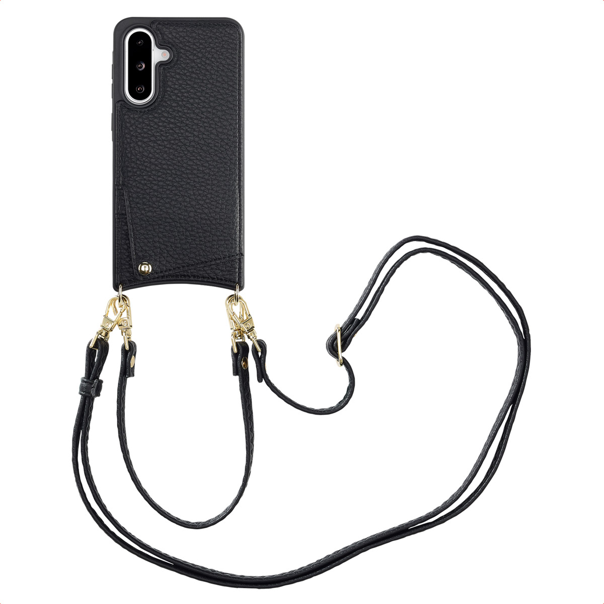 Selencia Nova HandyHülle mit Kordel und Kartenhalter für das Samsung Galaxy A36 / A56 - Schwarz