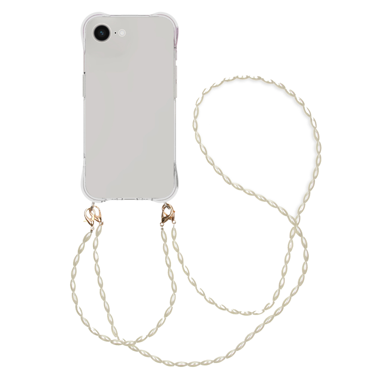 imoshion Handykette mit Perlen + Handgelenkschlaufe für das Apple iPhone 17e / 16e - Transparent