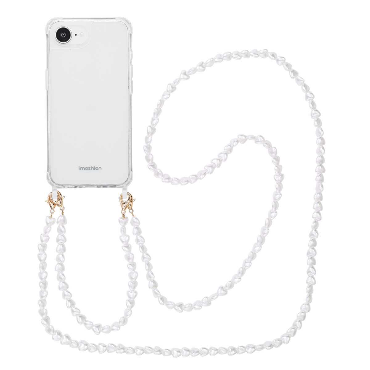 imoshion Back Cover mit Band + Armband für das Apple iPhone 17e / 16e - Perlenherzen