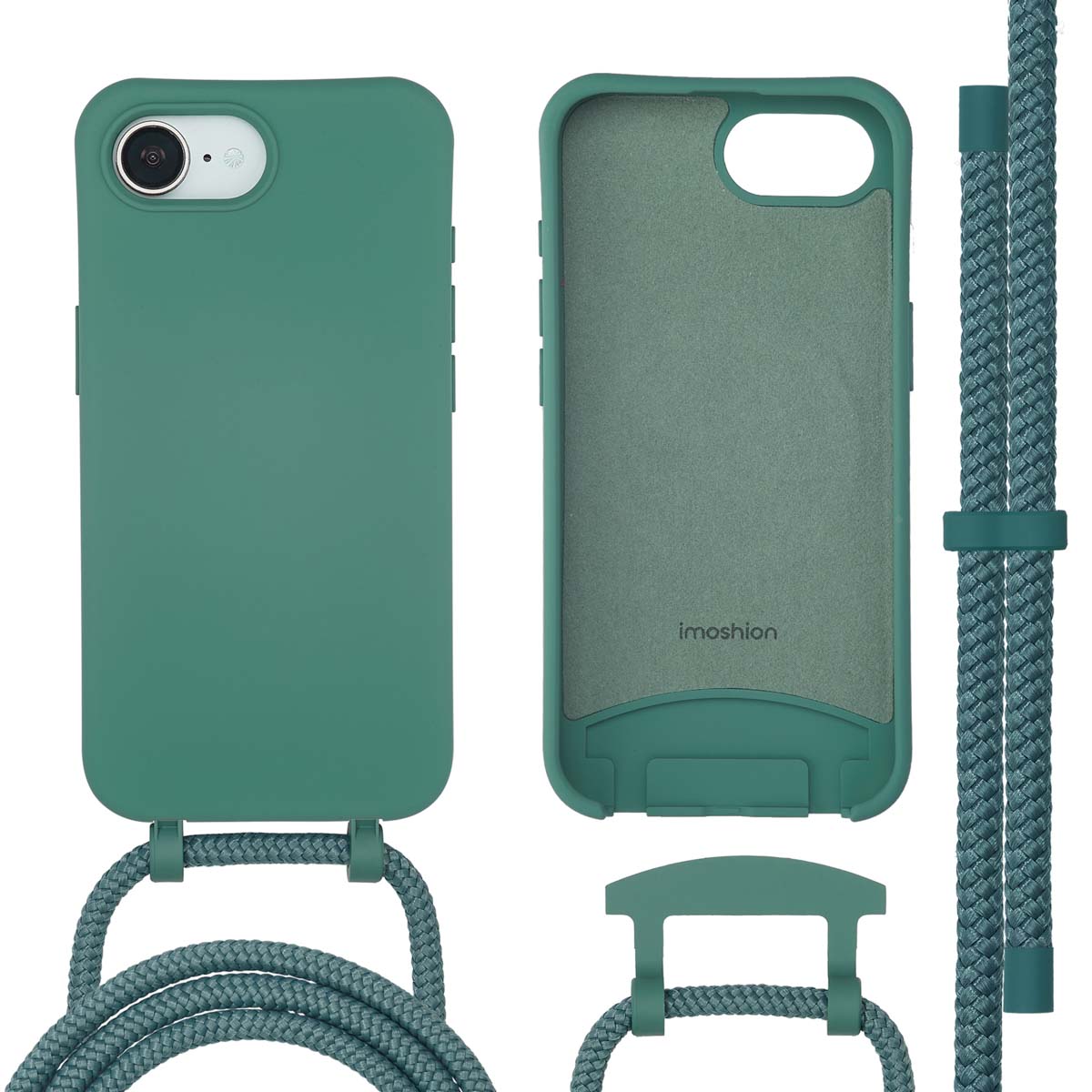 imoshion Color Backcover mit abnehmbarem Handykette und MagSafe für das Apple iPhone 17e / 16e - Dunkelgrün