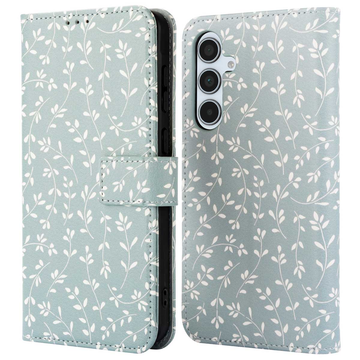 imoshion Design Klapphülle für das Samsung Galaxy A35 - Smoke Green Flowers
