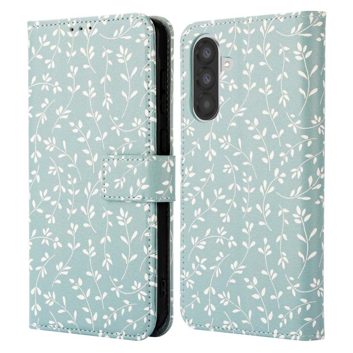 imoshion Design Klapphülle für das Samsung Galaxy A56 - Smoke Green Flowers