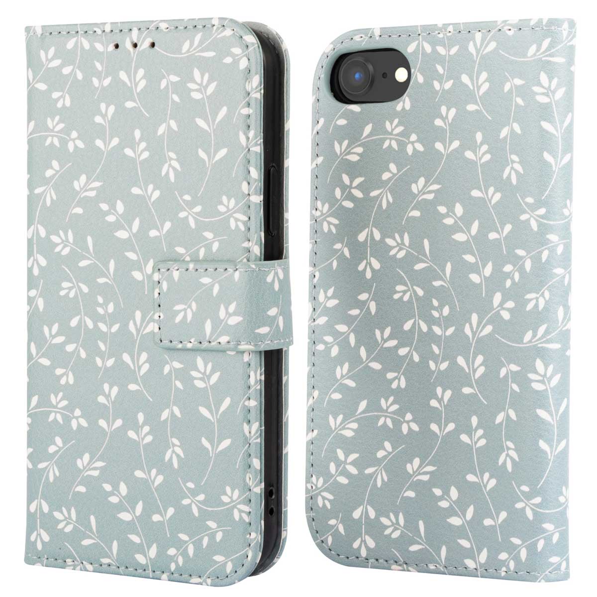 imoshion Design Klapphülle für das Apple iPhone SE (2022 / 2020) / 8 / 7 / 6(s) - Smoke Green Flowers