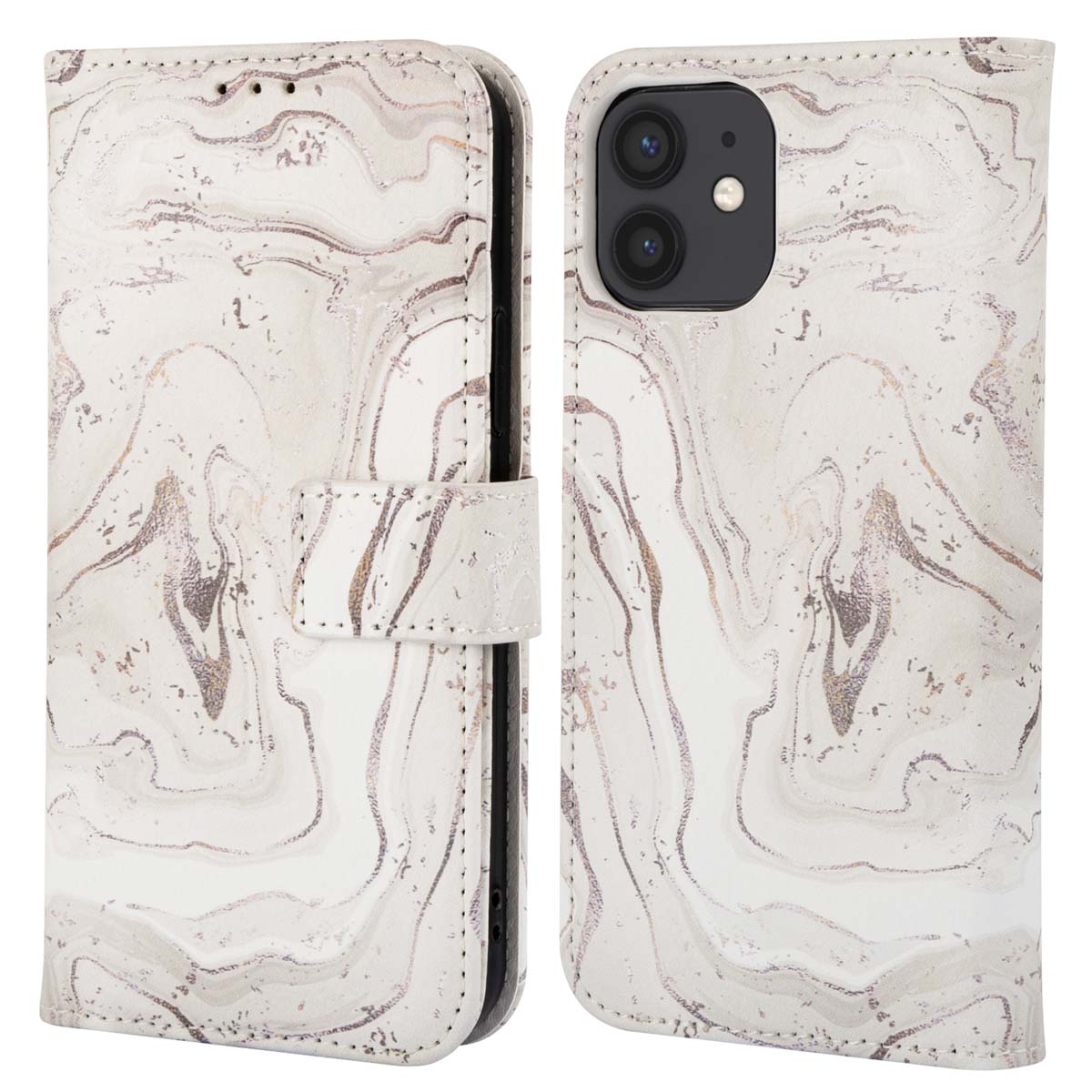 imoshion Design Klapphülle für das Apple iPhone 12 (Pro) - Sandy Marble
