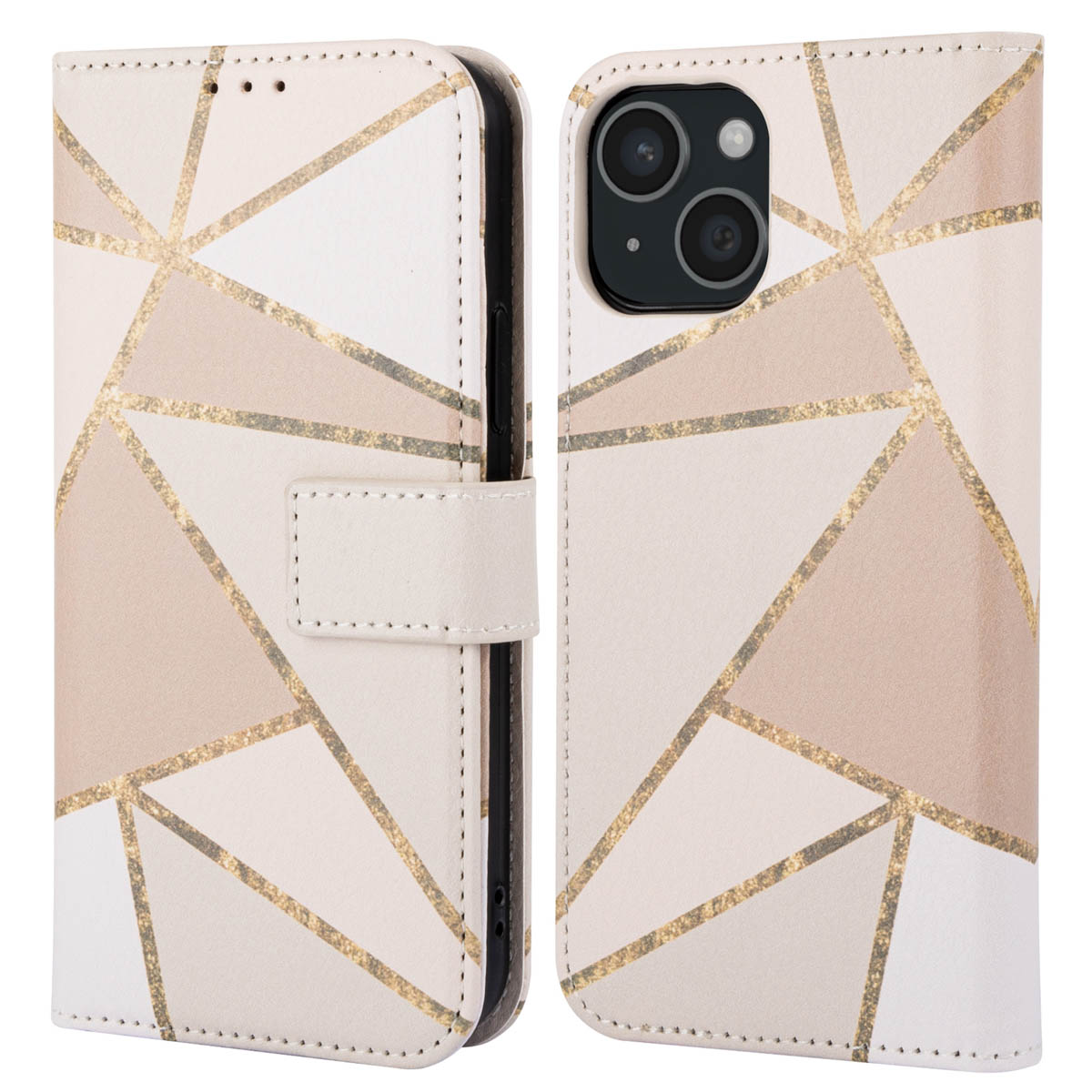 imoshion Design Klapphülle für das Apple iPhone 15 - Beige Graphic