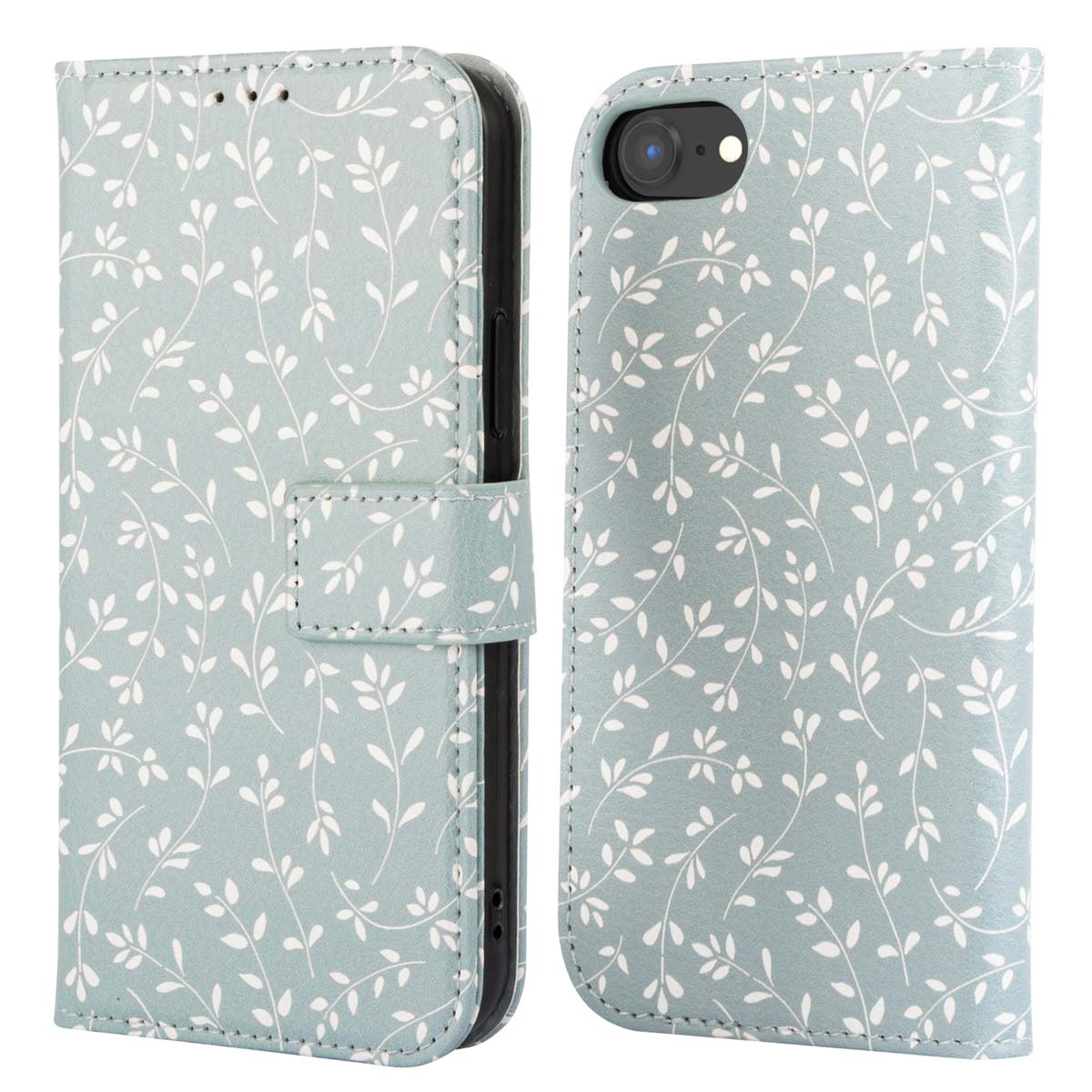 imoshion Design Klapphülle für das Apple iPhone 17e / 16e - Smoke Green Flowers