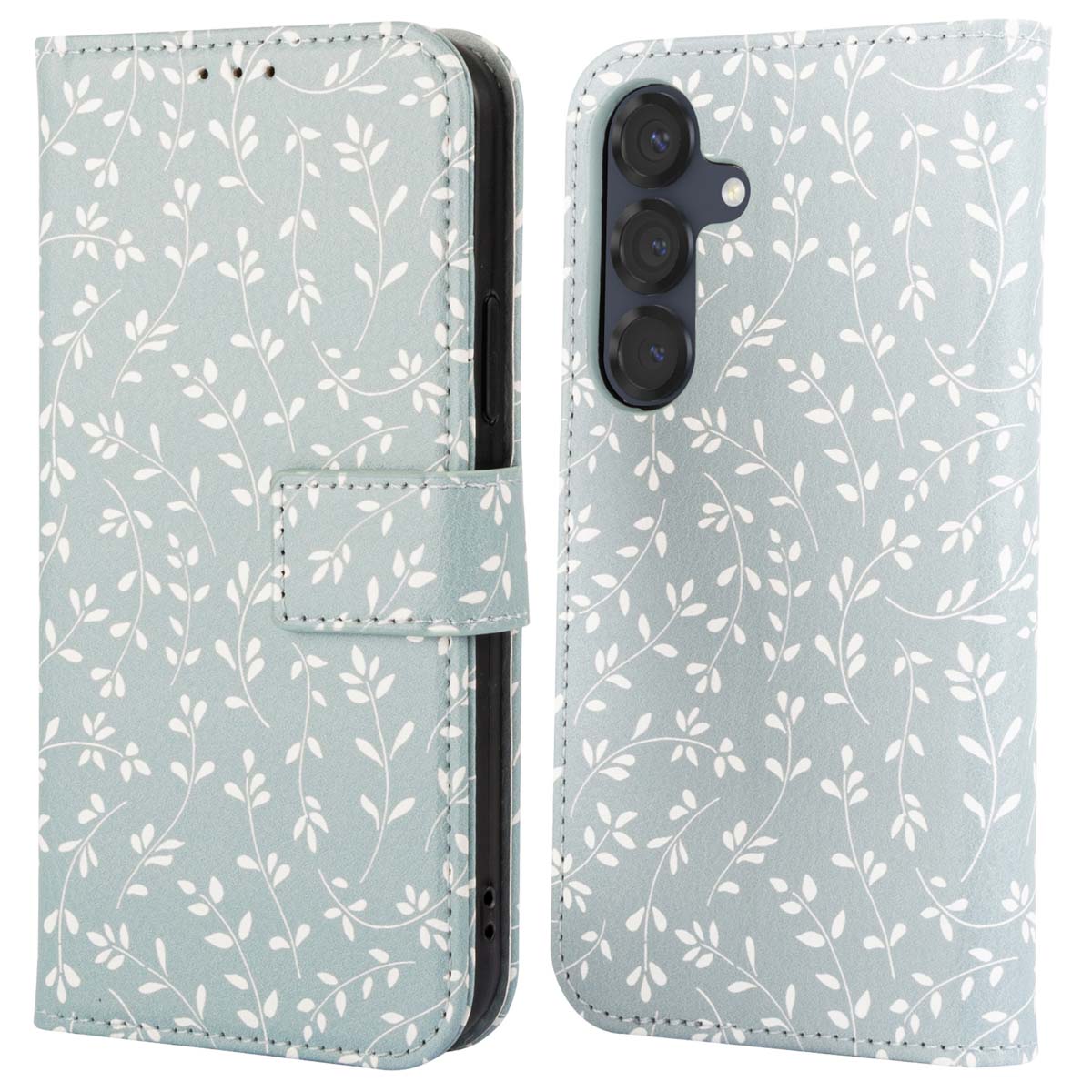 imoshion Design Klapphülle für das Samsung Galaxy S25 - Smoke Green Flowers