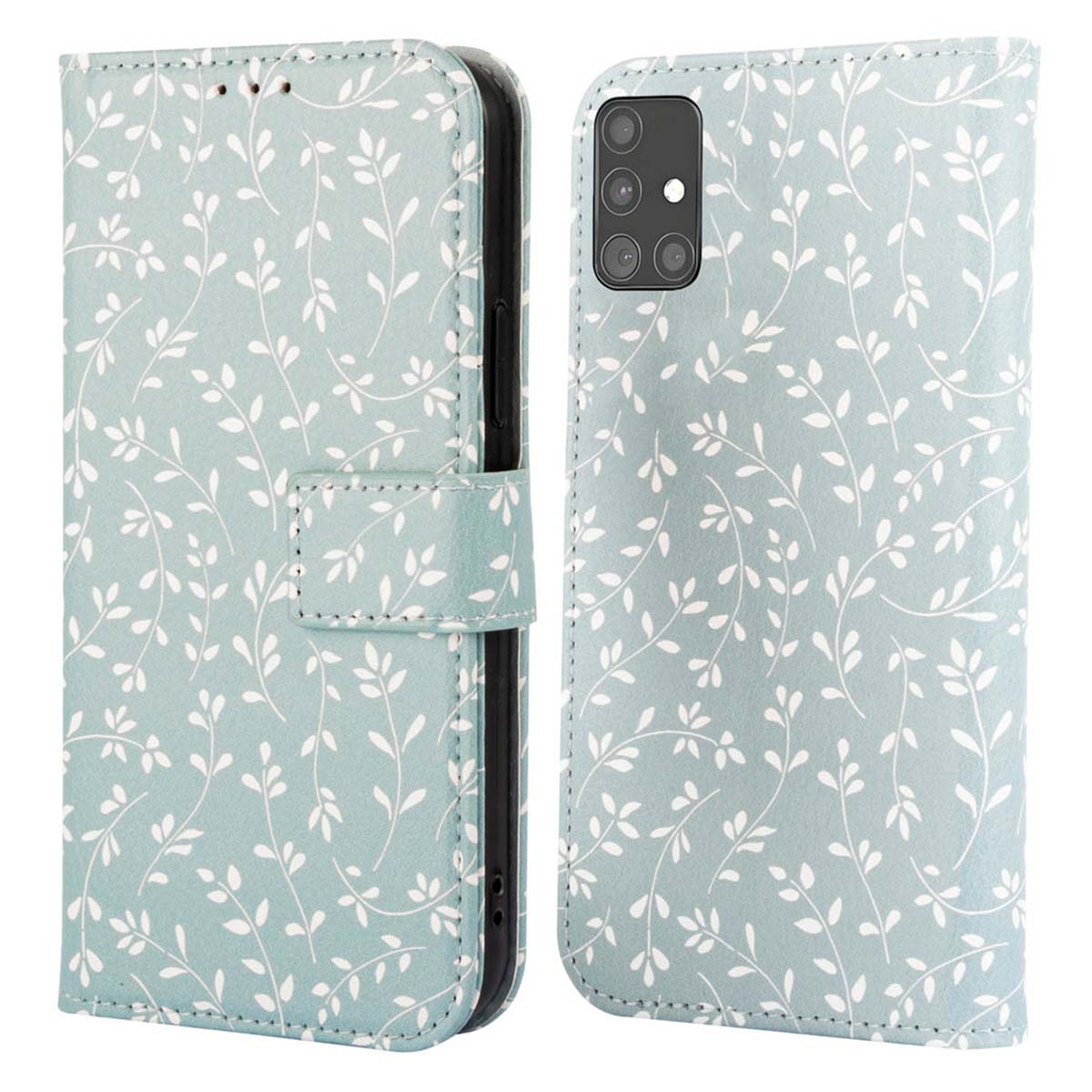 imoshion Design Klapphülle für das Samsung Galaxy A51 - Smoke Green Flowers