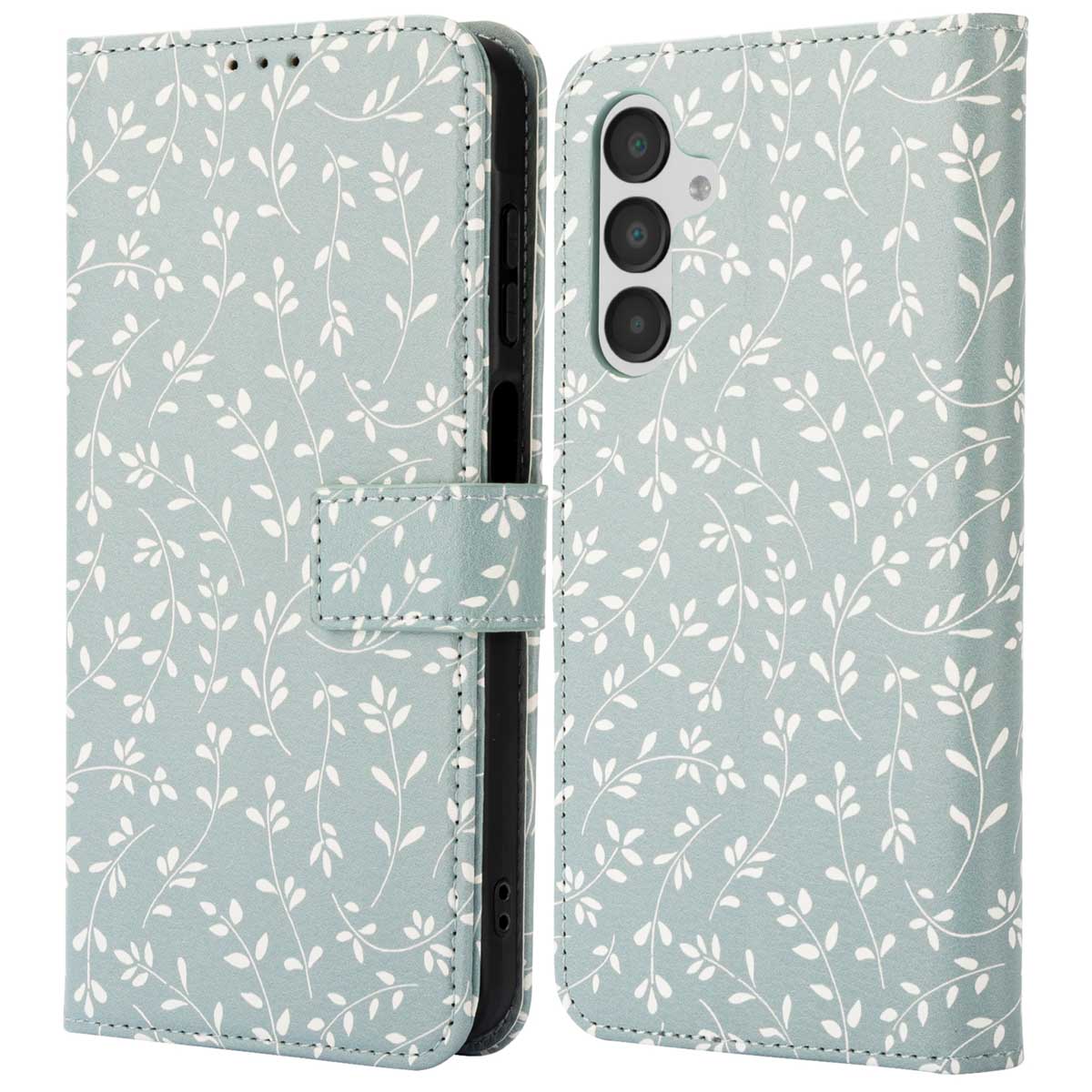 imoshion Design Klapphülle für das Samsung Galaxy A16 - Smoke Green Flowers