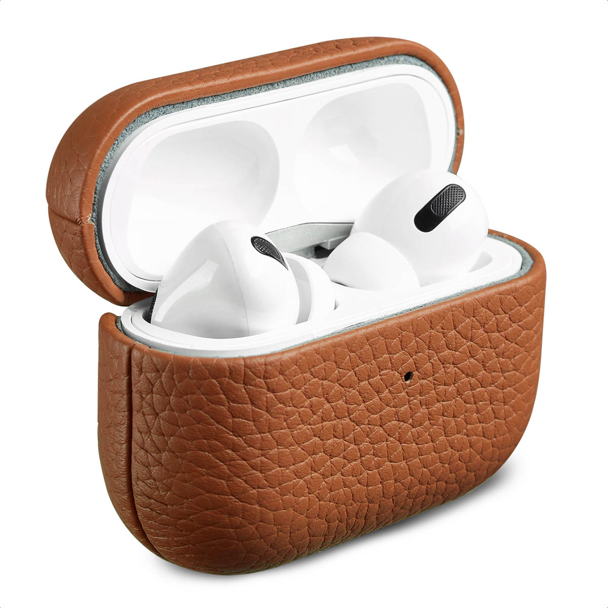 Accezz Echtleder Case für das Apple Airpods Pro - Cognac