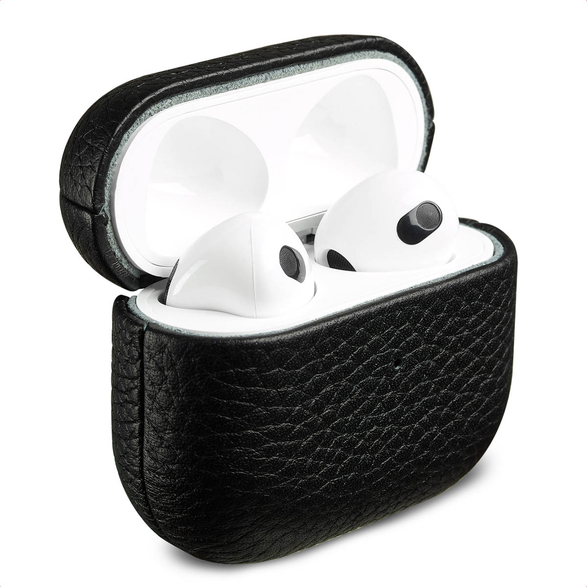 Accezz Echtleder Case für das Apple Airpods 3 - Schwarz