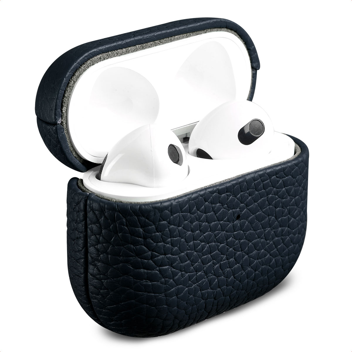 Accezz Echtleder Case für das Apple Airpods 3 - Dunkelblau