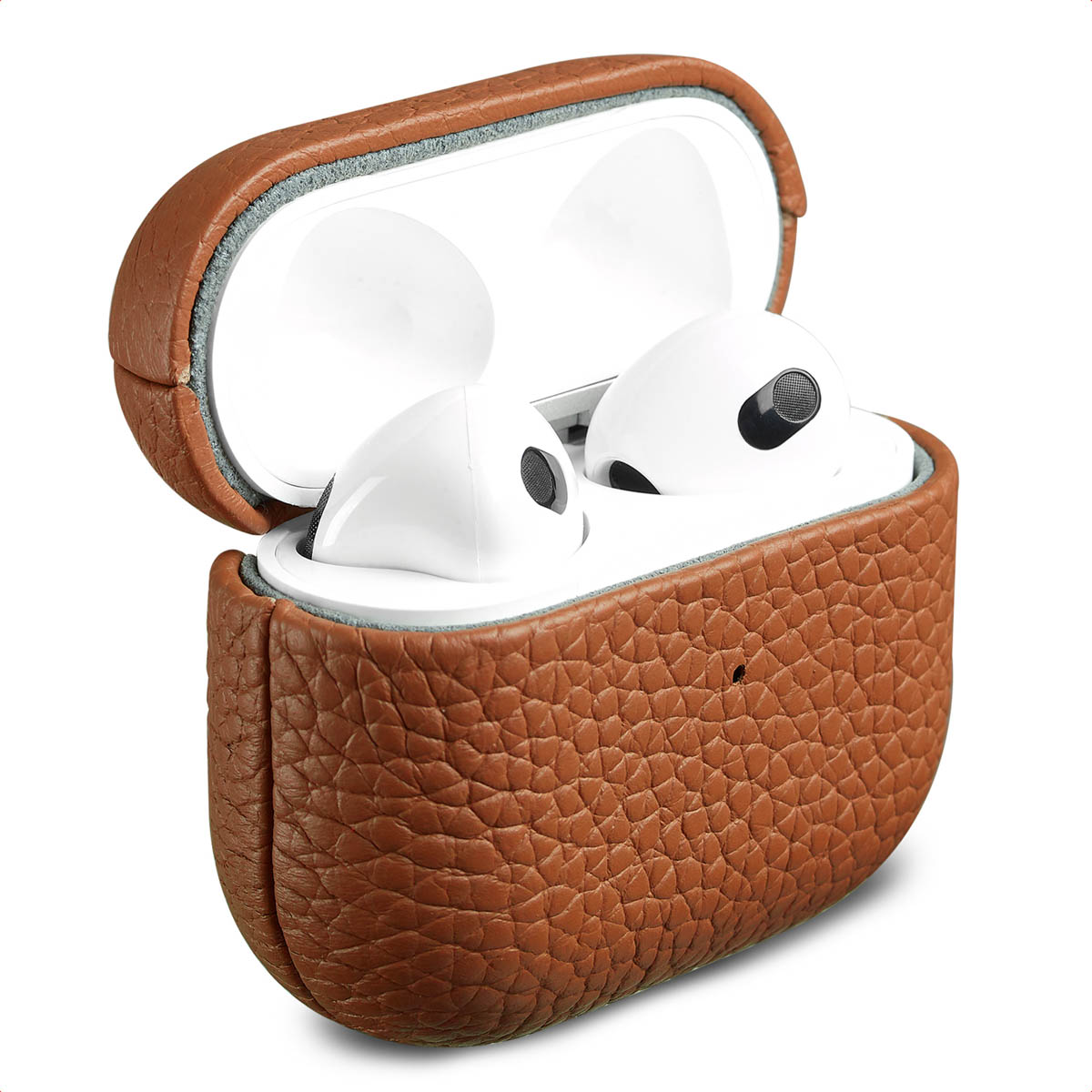 Accezz Echtleder Case für das Apple Airpods 3 - Cognac