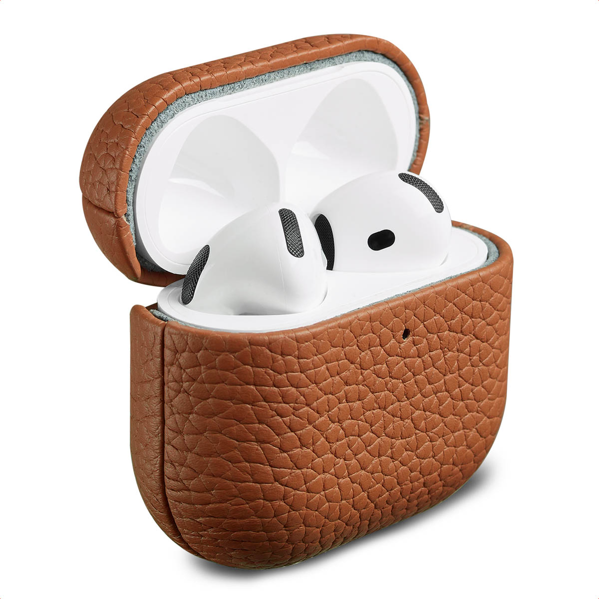 Accezz Echtleder Case für das Apple Airpods 4 - Cognac