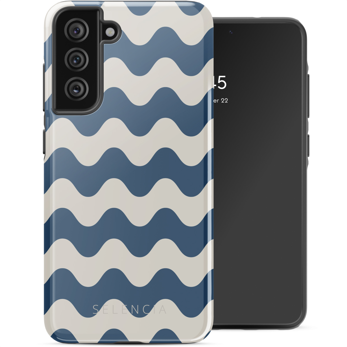 Selencia Vivid Back Cover für das Samsung Galaxy S21 FE - Wave Vibes Classic Blue