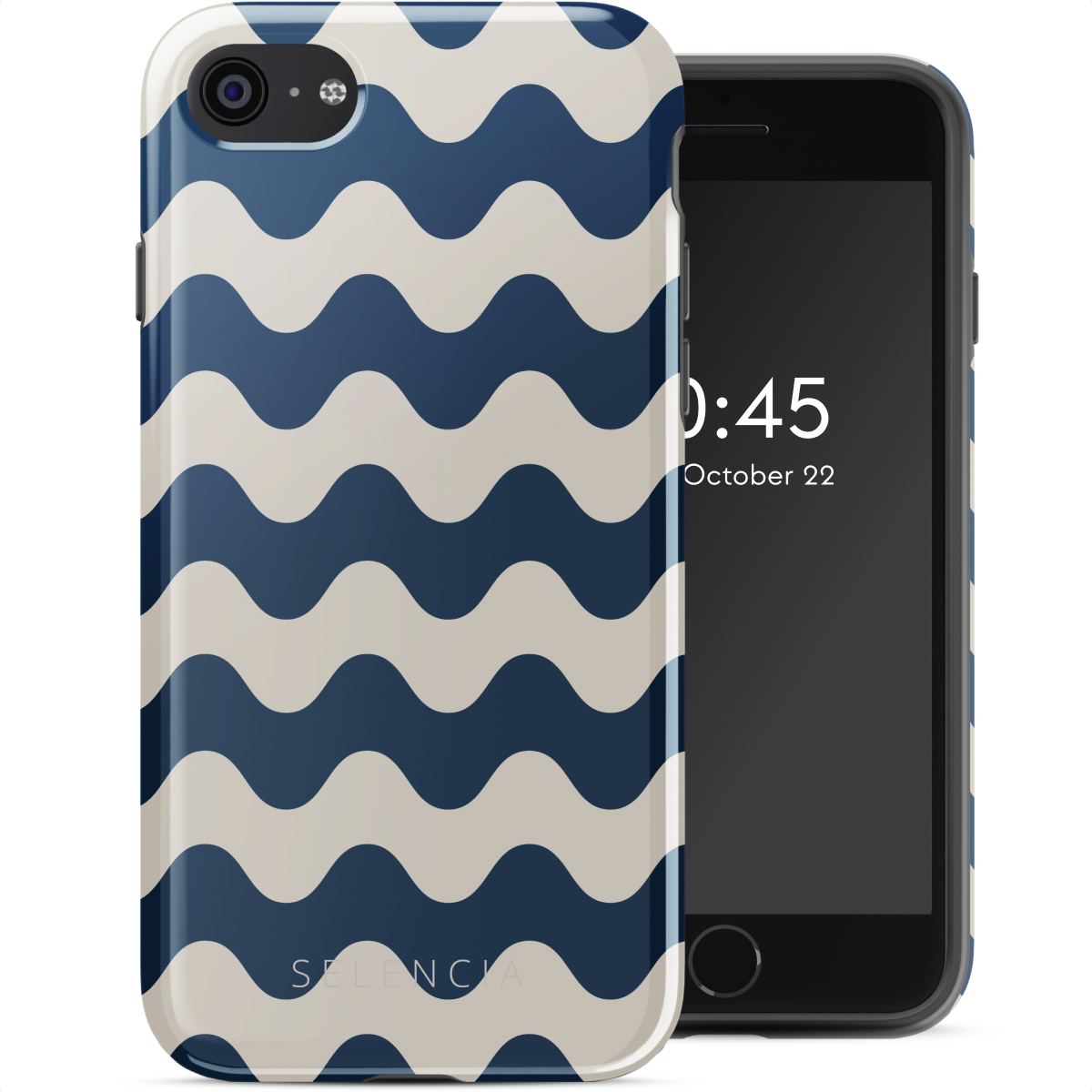 Selencia Vivid Back Cover für das Apple iPhone SE (2022 / 2020) / 8 / 7 - Wave Vibes Classic Blue