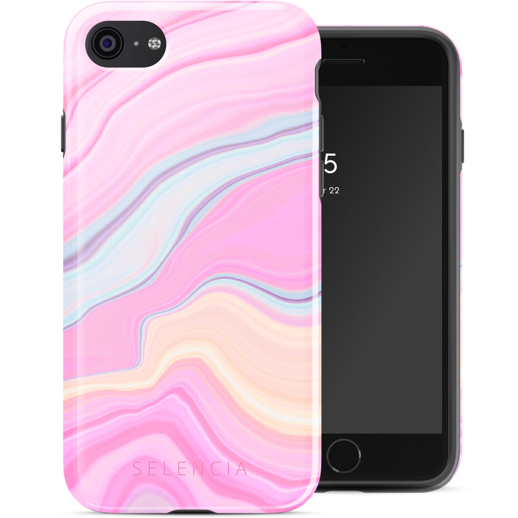 Selencia Vivid Back Cover für das Apple iPhone SE (2022 / 2020) / 8 / 7 - Pastel Lipstick Marble