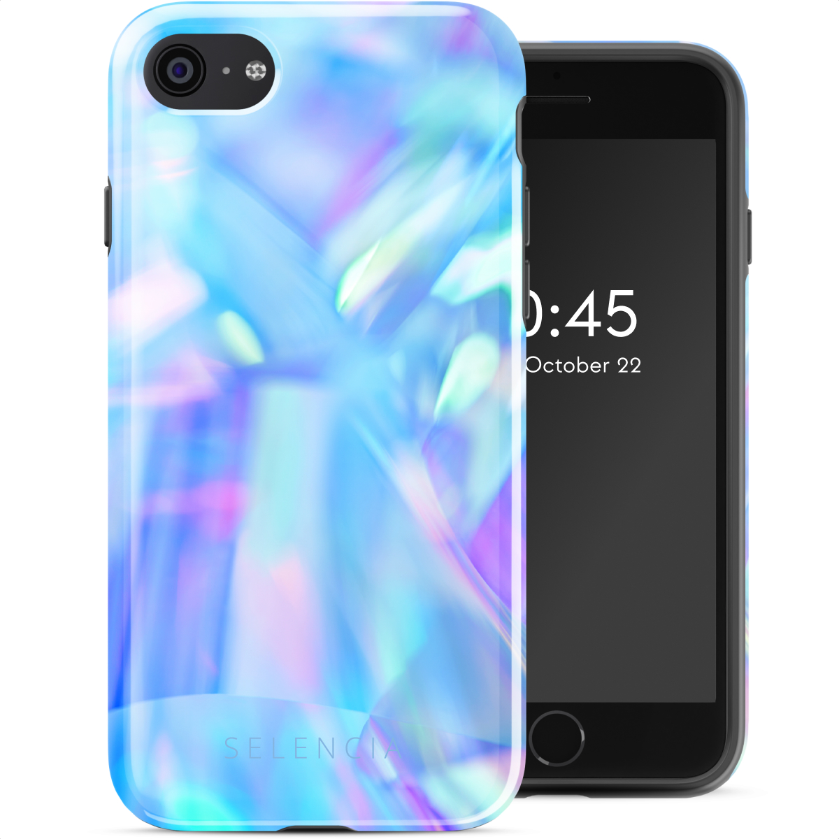Selencia Vivid Back Cover für das Apple iPhone SE (2022 / 2020) / 8 / 7 - Holographic Blue Dream