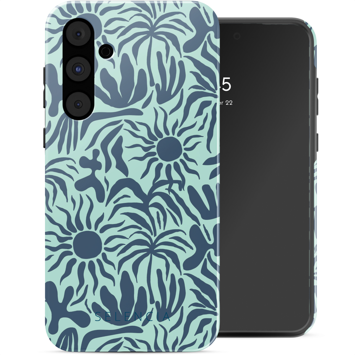 Selencia Vivid Back Cover für das Samsung Galaxy A55 - Tropical Vibes Light Blue