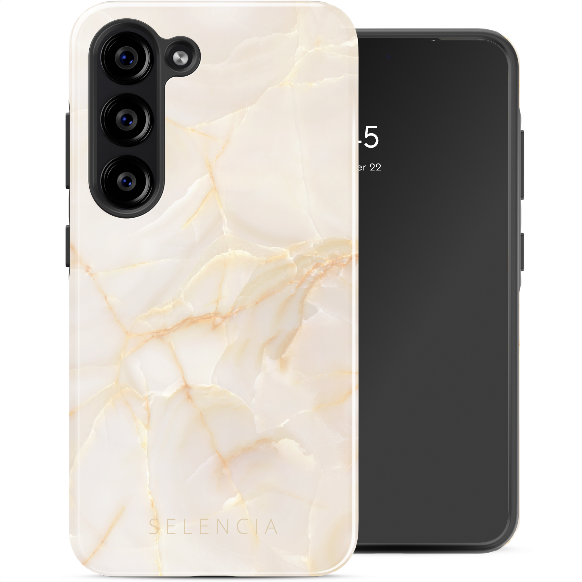 Selencia Vivid Back Cover für das Samsung Galaxy S23 - Golden Beige Marble