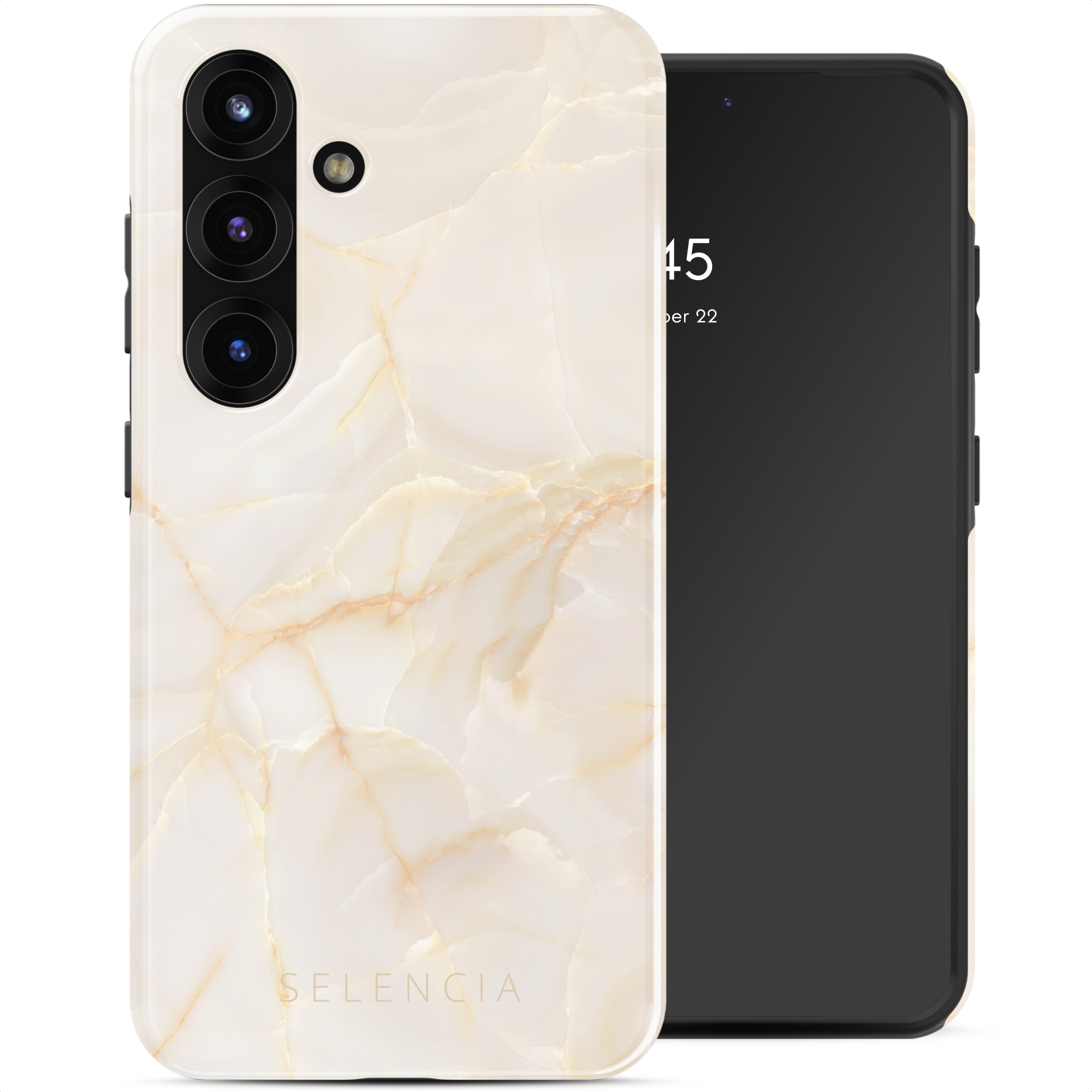 Selencia Vivid Back Cover für das Samsung Galaxy S25 - Golden Beige Marble