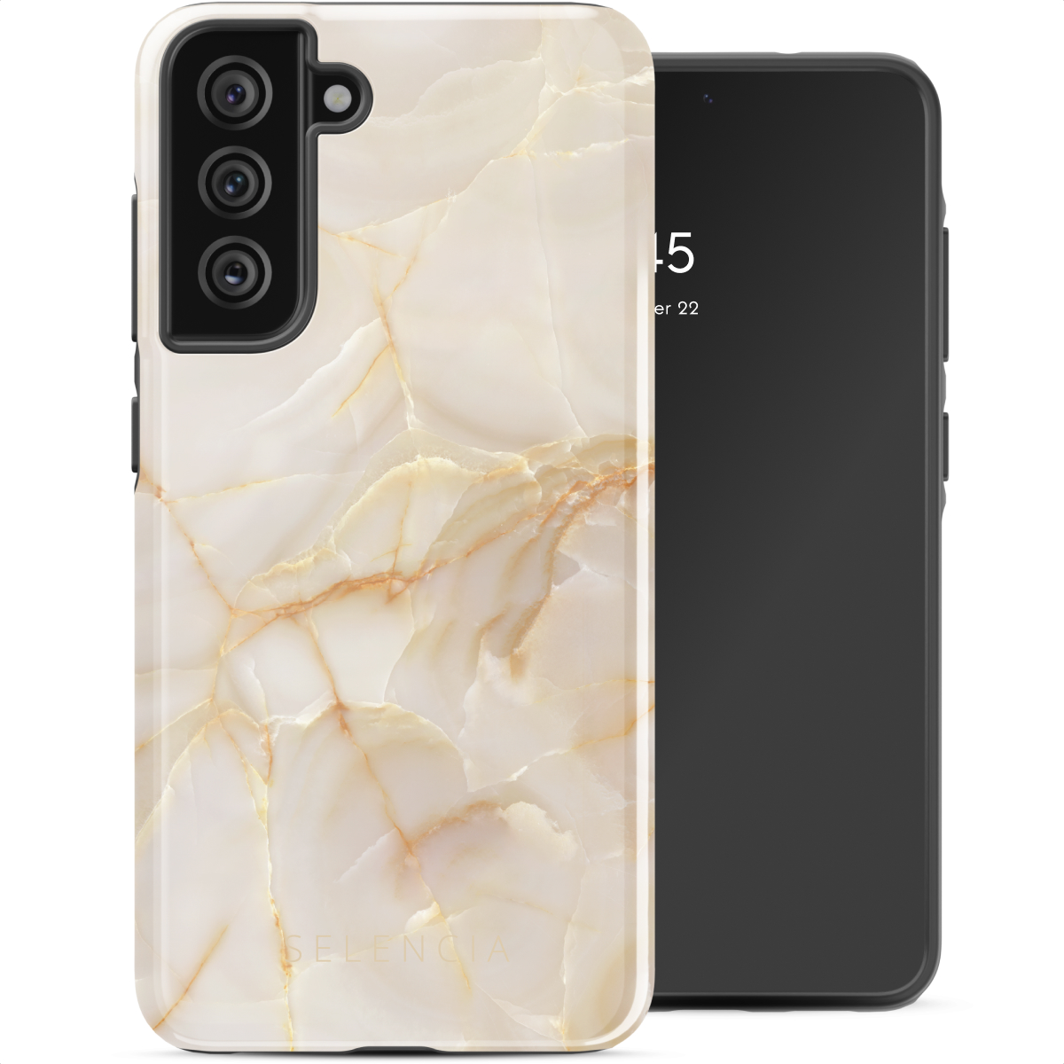 Selencia Vivid Back Cover für das Samsung Galaxy S21 FE - Golden Beige Marble