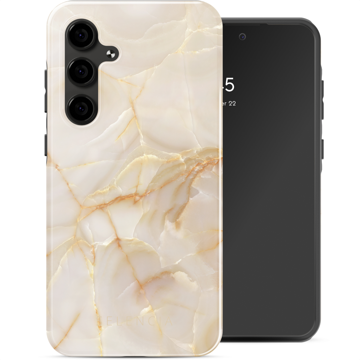 Selencia Vivid Back Cover für das Samsung Galaxy S24 FE - Golden Beige Marble