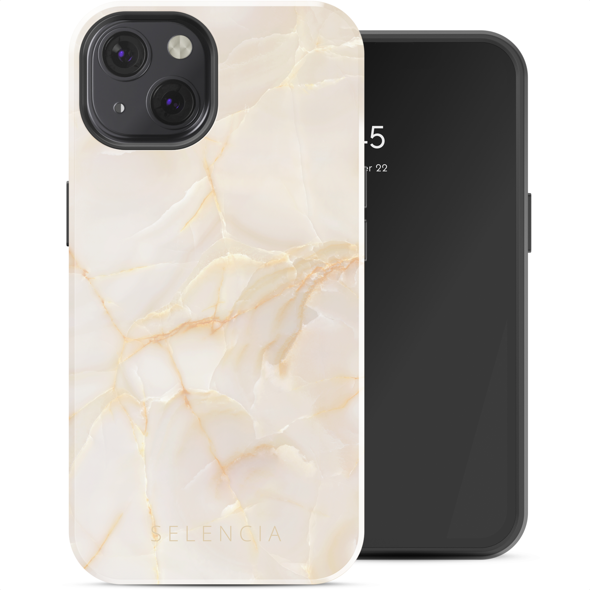 Selencia Vivid Rückabdeckung mit MagSafe für das Apple iPhone 13 - Golden Beige Marble