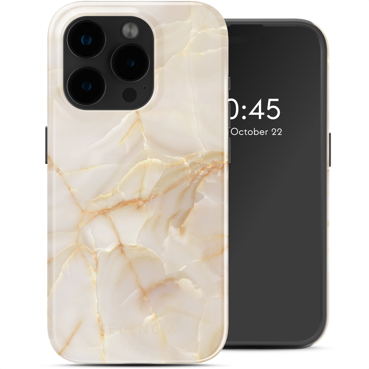 Selencia Vivid Rückabdeckung mit MagSafe für das Apple iPhone 15 Pro - Golden Beige Marble