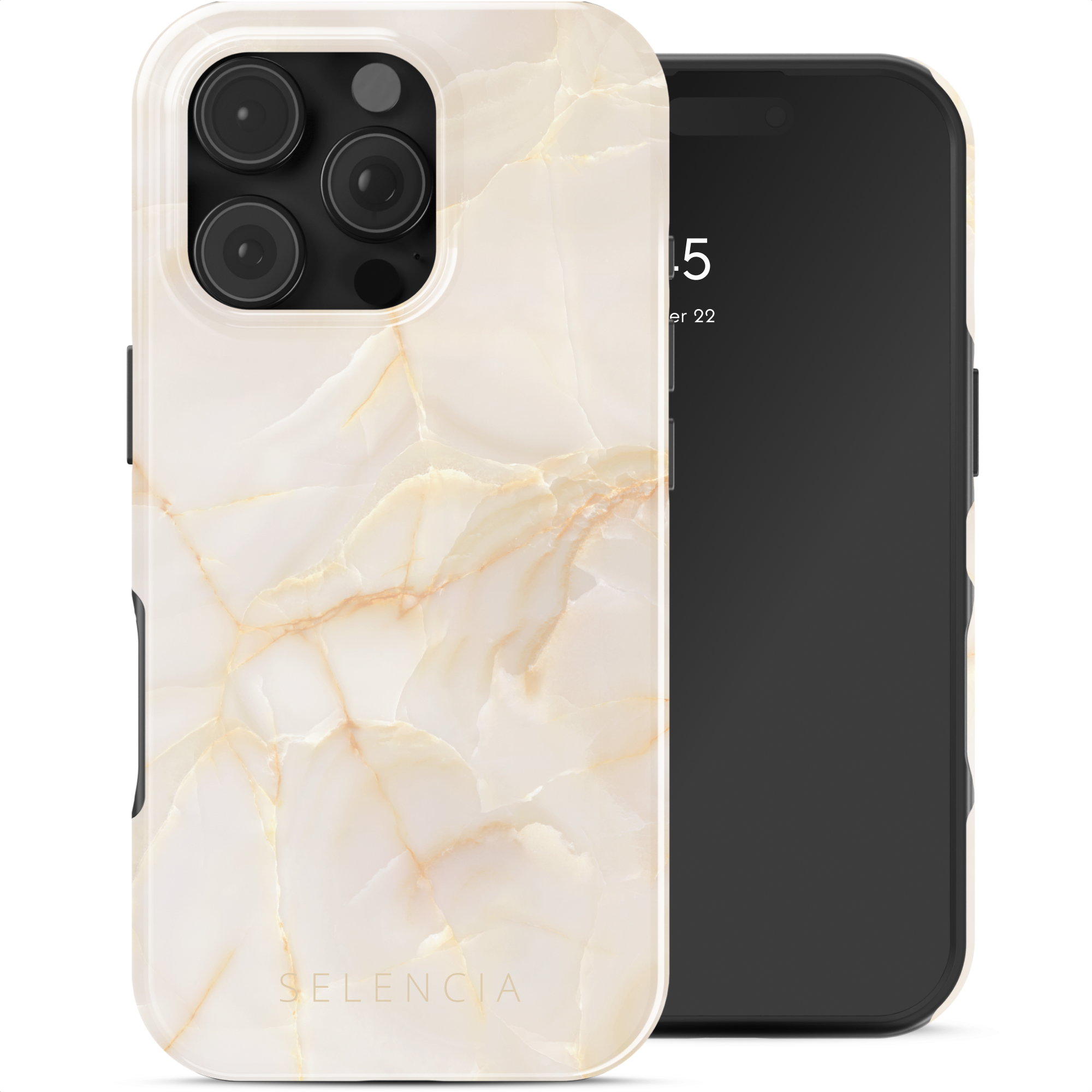 Selencia Vivid Rückabdeckung mit MagSafe für das Apple iPhone 16 Pro - Golden Beige Marble