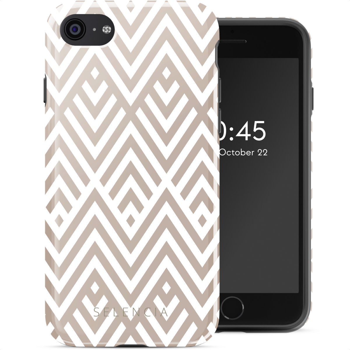 Selencia Vivid Back Cover für das Apple iPhone SE (2022 / 2020) / 8 / 7 - Beige Zigzag