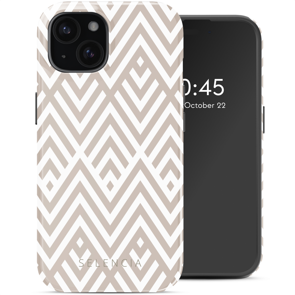 Selencia Vivid Rückabdeckung mit MagSafe für das Apple iPhone 15 - Beige Zigzag