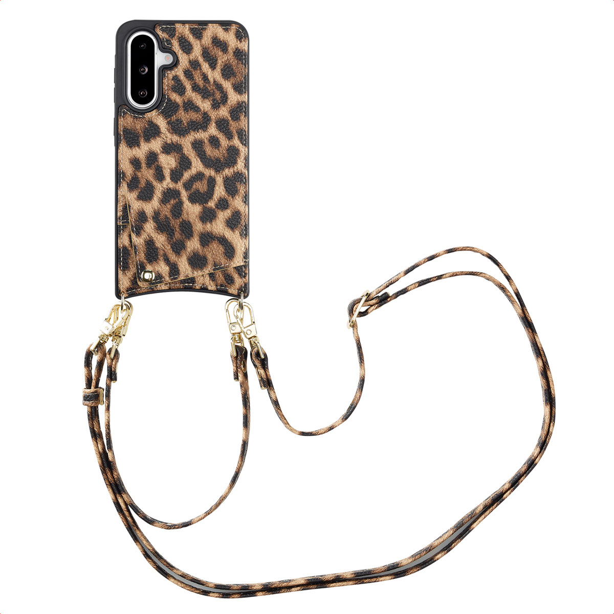 Selencia Nova HandyHülle mit Kordel und Kartenhalter für das Samsung Galaxy A36 / A56 - Leopard