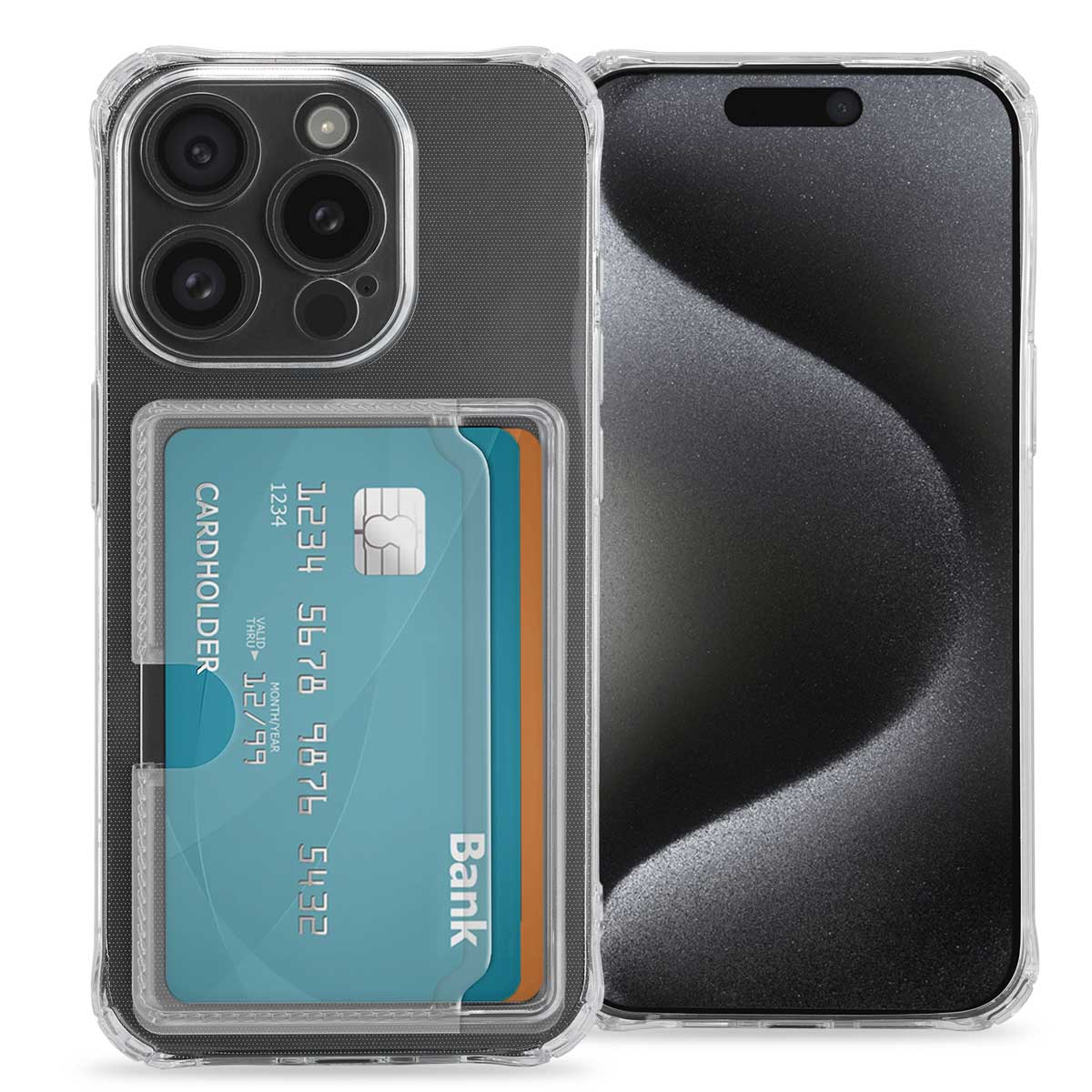imoshion Soft Case Back Cover mit Kartenhalter für das Apple iPhone 15 Pro - Transparent